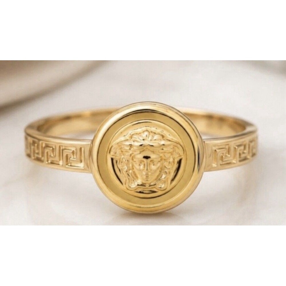 New Versace Medusa Head Logo Gold Ring 21 US 9 Cert & Tags